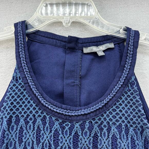 Miss Me Tank Top Women's Size Small Teal Blue Crochet Button Up Back Western - Picture 2 of 9